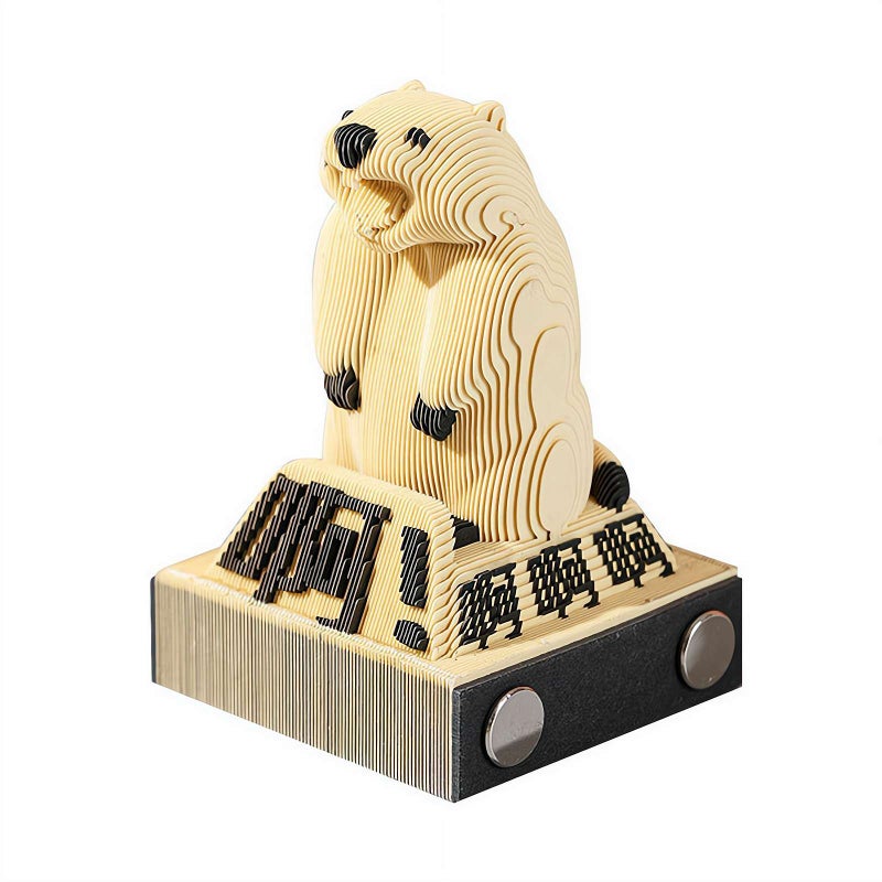 3D Calendar 2026, Time Piece Calendar 2026, 3D Paper Carving Cute Animal Cartoon Rabbit Art Sticky Notes , DIY Carving Notepad Paper Carving Sculpture Gift for School Home Office (B) - Image 1